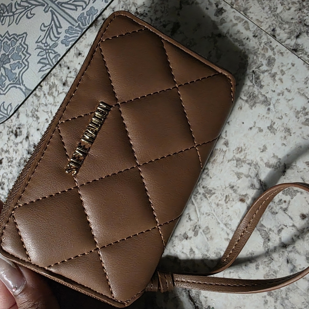 Steve Madden Tan Quilted Wristlet